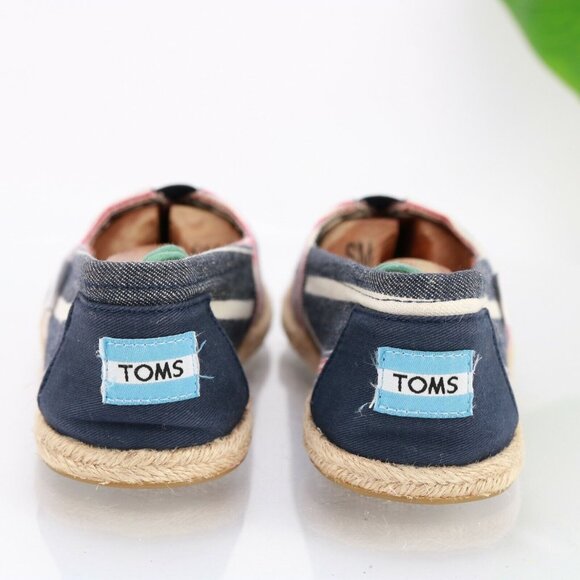 TOMS Womens Classic Alpargata Slip On Shoe Size 7.5 Navy Red Flat Espadrille - Picture 4 of 12